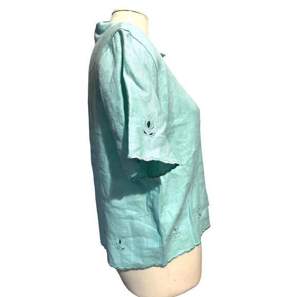 Uniform by John Paul Richard Vintage Linen Cropped Button Down Blouse Sz Medium - Picture 6 of 6